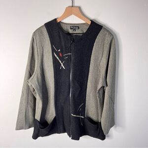 Vintage Wool blend Two-Tone Asian Artsy Women's Jacket size XL Made in USA